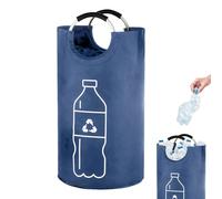 Nexoria Reusable Recycling Bags with Handle, Foldable Recycling Deposit Container, Bottle Basket & Toy Bags for Kitchen Home Office Heavy Duty Reusable Storage, Easy Clean (Navy)