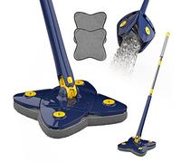 Nexoria Self Squeezing Wringing Mop, 360° Adjustable Swivel Mop with Spare Heads Telescopic Handle Wall Cleaning Mop with 3 Microfiber Replacement Mop Cloth Rotating Mop (1pc mop+3pc mop cloth)