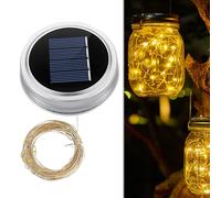 Nexoria Solar Light Lids for Mason Jars, Lamp Holder Replacement Top with String Lights, 600mAh Replacement Solar Panels with Warm White Light for Garden Mason Jar