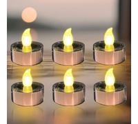 Nexoria Solar Tea Lights Outdoor, Solar Candles Waterproof, Flameless Candle LED Fake Electric Tealight for Garden Lantern Camping Decor, Battery Small Solar Light for Outdoor Party Decoration (6 PCS)