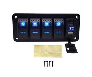 NexRen 5 6 8 Way Rocker Switch Control Panel Featuring LED Markers Built-in Digital Voltmeter And Dual USB 5V 4.8A Charging For Boat For Car RV(5 Gang)