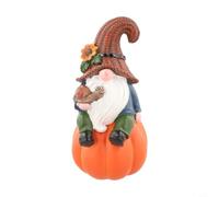 NexRen 6.7 Inch Tall Pumpkin Gnome Statue Autumn Home Decor