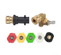 NexRen High Pressure Washer Swivel Coupler with 5 Spray Nozzles and 2 Adapters, 5000 PSI Performance, 1/4-Inch Quick Release for Karcher Compatible Outdoor Cleaning and Gutter Maintenance Tasks
