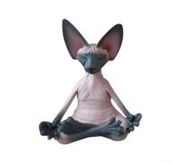 NexRen Tranquil Cat Meditation Statue In Yoga Position For Focus And Relaxation Home Office Study Room Decoration(Black Pink)