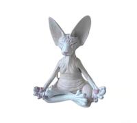 NexRen Tranquil Cat Meditation Statue In Yoga Position For Focus And Relaxation Home Office Study Room Decoration(white)