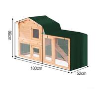 NexRen Triangle Rabbit Hutch Cover for Indoor Outdoor Use, 210D Oxford Fabric Dust Cover with Clear Front, Windproof Design(green 180x52x86cm)