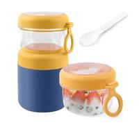 NEXROLA Cereal Cup to Go 860 ml (530 ml + 330 ml) with Spoon, Yoghurt Cup, Breakfast Box, for Cereal, Oatmeal, Cereals, Cornflakes, BPA-Free, Leak-Proof, for On the Go, Office and School