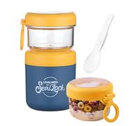 NEXROLA Portable Yogurt Cup 870ml, Thermal Yogurt Holder, Yogurt and Cereal Holder with Spoon, Stainless Steel Food Container, Cup for Cereal, Muesli, Porridge, Corn Flakes (Blue)