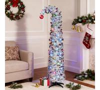 NEXSTRON 2025 New 5ft/60 Pop Up Tinsel Christmas Tree, Christmas Tree with 150 Multi-Color LED Lights, Slim Space Saving Christmas Trees, Grinch tree Easy Assembly for Holiday Indoor Xmas Home Decor