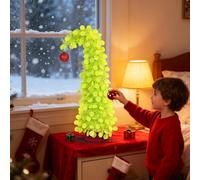 NEXSTRON 2025 New Mini Christmas Tree 60cm, 24 Inch Artificial Tabletop Grinch Tree, Whimsical Green Desk Christmas Tree Xmas Gifts for Friends and Family Christmas Decor Party Home Office Indoor