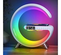 Nexstron 5W Wireless Charger Lamp, G-Shaped Bluetooth Wireless Speaker, Wireless Speaker Lamp with Alarm Clock Smart Lamps for Bedroom,LED Table Lamps Birthday Gifts for Teenage Boys Girls (White)