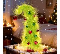 Nexstron Mini Christmas Tree 50cm Tabletop Grinch Tree with 13 Christmas Ornament, Whimsical Green Desk Christmas Tree Xmas Gifts for Friends and Family Christmas Decor Party Home Office Indoor