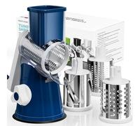 Nexsujo Cheese Grater Hand Crank, Rotary Cheese Shredder with 3 Interchangeable Blades for Coarse, Fine Shredding and Slicing, Strong Suction Base for Pizza, Pasta, Salad, Vegetables, Nuts, Chocolate