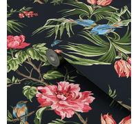 Next Birds & Blooms Navy Floral Smooth Wallpaper Sample