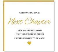 Next Chapter Congratulations Card - “Here’s To Your Next Chapter” Good Luck Card for New Job, Promotion, Leaving, Moving House or University - New Home & Engagement Card for Him or Her