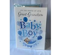 NEXT CHAPTER With Lots Of Love On The Birth of Our Great-Grandson New Baby Boy Born Card From Great-Grandparents Teddy/Blue Blanket/Blue Balloons Foil Detail(VA216)