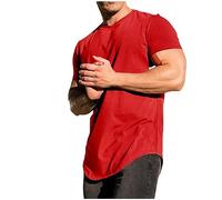Next Clothing for Women Men’s T Shirts Short Sleeved Round Neck Henley Tops Classic-Fit Cotton Solid Color T-Shirt Comfy Essential Tee Gym Work Blouses Holiday Vacation Fashion Tank Red