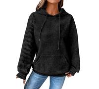 Next Day Delivery Flowers Hoodies for Women UK Oversized Lightweight Waffle Hoodie Long Sleeve Casual Hooded Sweatershirt Autumn Winter Pullover Tops with Drawstrings Clearance Items Black