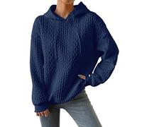Next Day Delivery Flowers Women's Hoodies Long Sleeve Oversized Hooded Sweatshirt Loose Plain Jumpers Outerwear Ladies 2024 Trendy Clothes Pullover Tops with Pockets Promotions Dark Blue