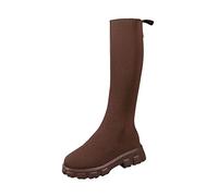 Next Day Delivery Gifts,Cow Boy Boots Women,Ladies British Solid Color Suede Buckle Chunky Heel Fashion Long Boots Women's Boot Socks Knee,Items Under 5 Pounds Coffee