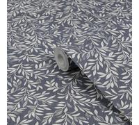 Next Ditsy Leaf Navy Smooth Wallpaper