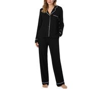 Next Gen Classics Long Sleeve Notch Top and Pant Sleep Set in Black DKNY Black S