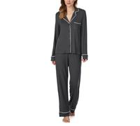 Next Gen Classics Long Sleeve Notch Top and Pant Sleep Set in Charcoal DKNY Charcoal M