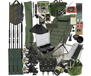 Next Generation Tackle NGT BIG BOY Complete Carp Fishing Setup 3x Rods 3x Reels Tackle Holdall Bedchair Terminal Tackle,L