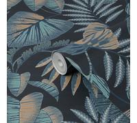 Next Jungle Leaves Navy Smooth Wallpaper Sample