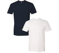 Next Level 6010 Tri-Blend Tee - Heather White + Vintage Royal (2 Pack), Large