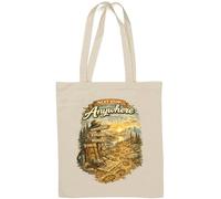 Next Stop Adventure and Exploration Natural Cotton Tote Bag White