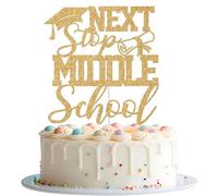 Next Stop Middle School Cake Topper, 5th Grade Grad, Peace Out 5th Grade, Elementary School Graduation Party Decorations Gold Glitter
