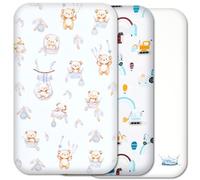 Next to me Baby Crib Sheets - 3pc Baby Bed Set with 2 Fitted Sheets and 1 Waterproof Mattress Protector - 100% Cotton Fitted Crib Sheets - 83 x 50cm (Teddy&Digger, 50x83 cm)