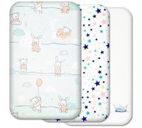 Next to me Baby Crib Sheets - 3pc Baby Bed Set with 2 Fitted Sheets and 1 Waterproof Mattress Protector - 100% Organic Cotton Fitted Crib Sheet Set for bedside cribs 83 x 50cm - Selemavi