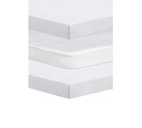 Next To Me Compatible Crib 3 Pack (83-85 x 50-51 cm) - 2 x 100% Pure Cotton Crib Fitted Sheets & 1 Waterproof Mattress Protector with 150 GSM Terry Fabric (Silver)