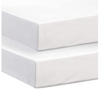 Next to Me Crib Fitted Sheets (Pack of 2) | 100% Pure Cotton - High Thread Count Fabric | Soft & Durable Crib Mattress Fitted Sheets (White, 83-85 x 50-51 cm)