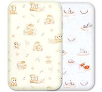 Next to Me Crib Sheets - 100% Natural Cotton, Soft & Breathable Baby Bedding Set - 2-Pack Snug Fitted Baby Sheets for Bedside Cribs - (83x50cm, SET7-2pcs(a))