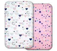 Next to Me Crib Sheets ? 2pcs Fitted Baby Sheet Set 100% Organic Cotton Fitted Crib Sheets for Bedside Cribs ? Made In Europe (83x50cm, Pink