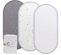 Next to Me Crib Sheets 35x75 cm - 3 Pack GOTS Certified 100% Organic Cotton - Ultra Soft, Breathable & Gentle on Baby Skin - Fitted Sheets fits for Chicco, Joie, Maxi Cosi Cribs - Star Design