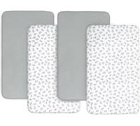 Next to Me Crib Sheets 4 Pack,Ultra Soft Sheets Fitted 83x50cm,Compatible with Chicco Next2Me & Tutti Bambini Cozee Crib Mattress,Grey Leaf