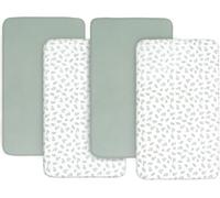 Next to Me Crib Sheets 4 Pack,Ultra Soft Sheets Fitted 83x50cm,Compatible with Chicco Next2Me & Tutti Bambini Cozee Crib Mattress,Green Leaf
