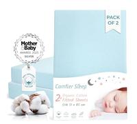Next To Me Crib Sheets 51x85cm - Award-Winning 2 Pack 100% Organic Cotton Blue Bedside Crib Fitted Sheets - Soft Breathable Tutti Bambini CoZee Fitted Sheets for Daily Use