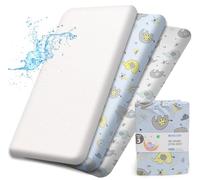 Next to Me Crib Sheets 55x90 cm - 3 Pack, 1 Waterproof Crib Mattress Protector - 2 Fitted Sheets GOTS Certified 100% Organic Cotton UltraSoft Baby Bedding Fits Chicco, Joie, Tutti Bambini, Maxi, Cozee
