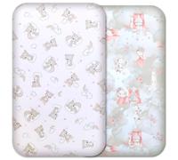 Next to Me Crib Sheets 83x50cm - 100% Cotton, Soft & Breathable Baby Bedding Set, 2-Pack Snug Fitted Baby Crib Sheets for Bedside Cribs (Teddy&Fairy Tale, 83x50cm)