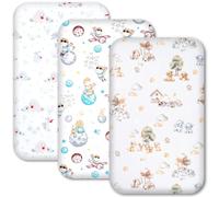 Next to Me Crib Sheets 83x50cm - 100% Cotton, Soft & Breathable Baby Bedding Set, 3-Pack Snug Fitted Baby Sheets for Bedside Cribs (83x50cm, SET 4-3pcs)