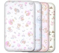 Next to Me Crib Sheets 83x50cm - 100% Cotton, Soft & Breathable Baby Bedding Set, 4-Pack Snug Fitted Baby Sheets for Bedside Cribs (83x50cm, SET 6-4pcs)