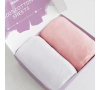 Next To Me Crib Sheets 83x50cm 2 Pack-100% Cotton, White & Pink.