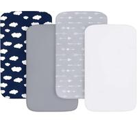 Next to Me Crib Sheets 83x50cm 4 Pack, Bedside Crib Sheets, Navy Cloud | Ultra soft & breathable microfiber. Compatible with Chicco Next2Me & Tutti Bambini Cozee. Easy care & durable.