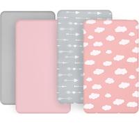 Next to Me Crib Sheets 83x50cm 4 Pack, Bedside Crib Sheets, Pink Cloud