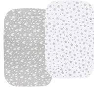 Next To Me Crib Sheets 83x50cm Fitted 2 Pack-100% Cotton, Grey | Ultra soft jersey knit cotton for comfy sleep. Fits Chicco Next2Me & Maxi-Cosi Iora co-sleeper. Snug fit & easy care.